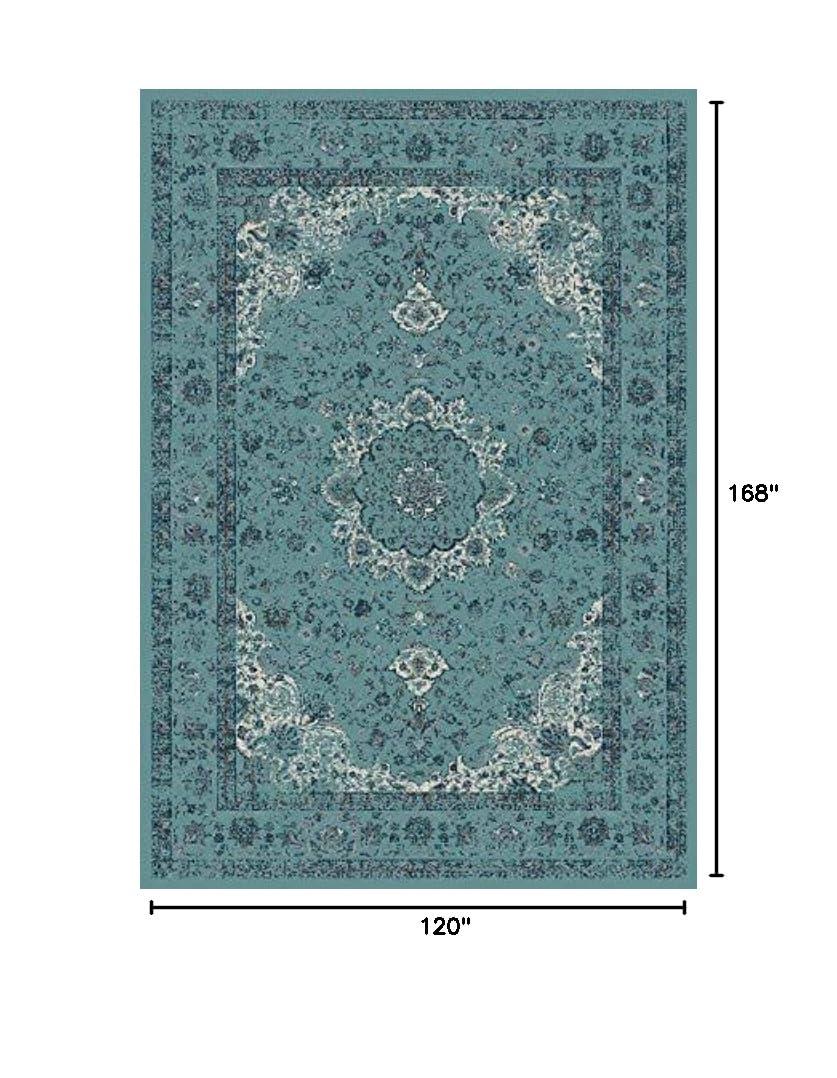 SAFAVIEH Evoke Teale Traditional Bordered Area Rug, Light Blue, 10' x 14'