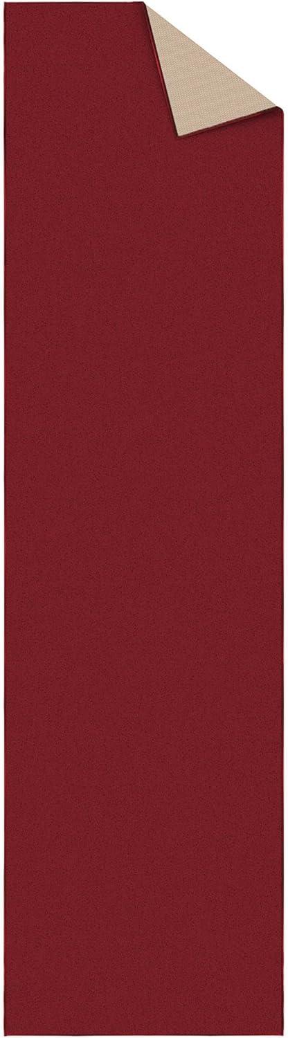 Red Solid Synthetic Washable Runner Rug with Non-Slip Backing