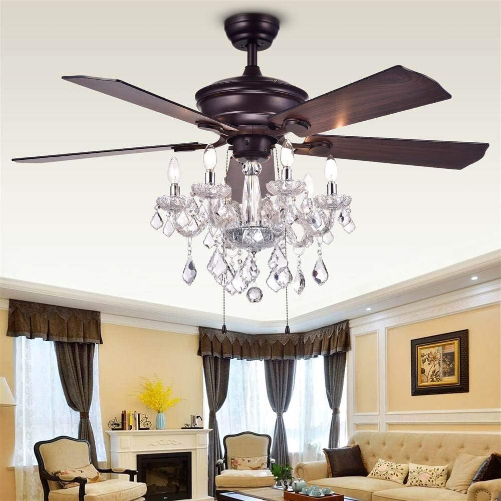 Havorand 52-inch 5-Blade Ceiling Fan Crystal Chandelier
