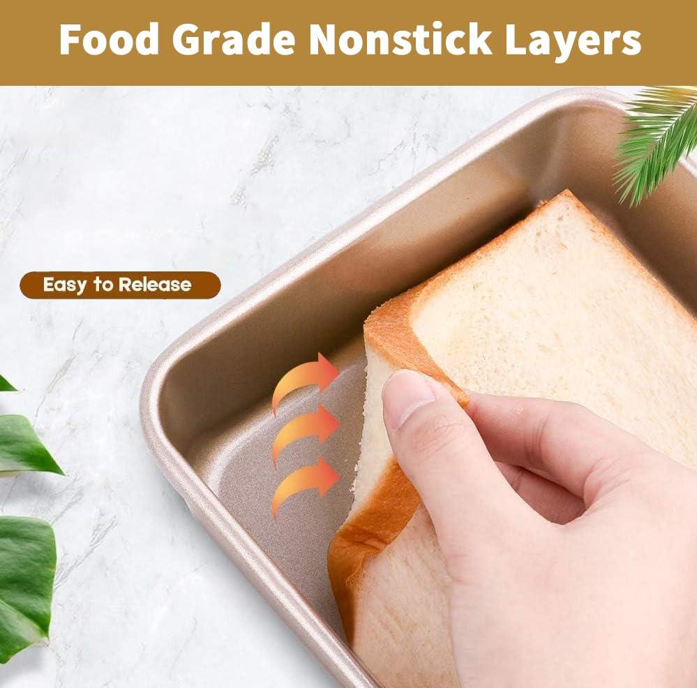 AMAGABELI GARDEN & HOME Deep Baking Pans Nonstick for Oven Tray Cake Carbon Steel Pan Baking Sheets Set of 3 Rectangle Bakeware Set for Cake Lasagna Brownie Casserole Cookie Cooking Gold