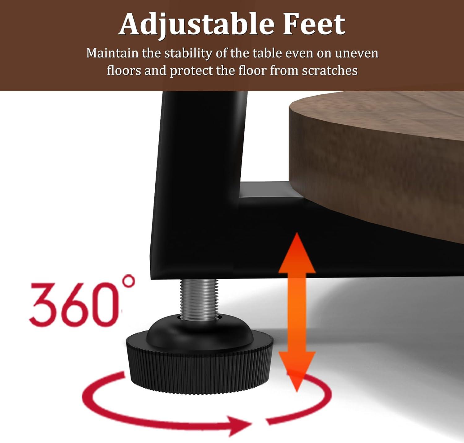 Round End Table with Charging Station, 3-Tier Accent Side Table for Living Room Bedroom Couch, Coffee Table for Small Spaces (Rustic Brown-Charging Station)
