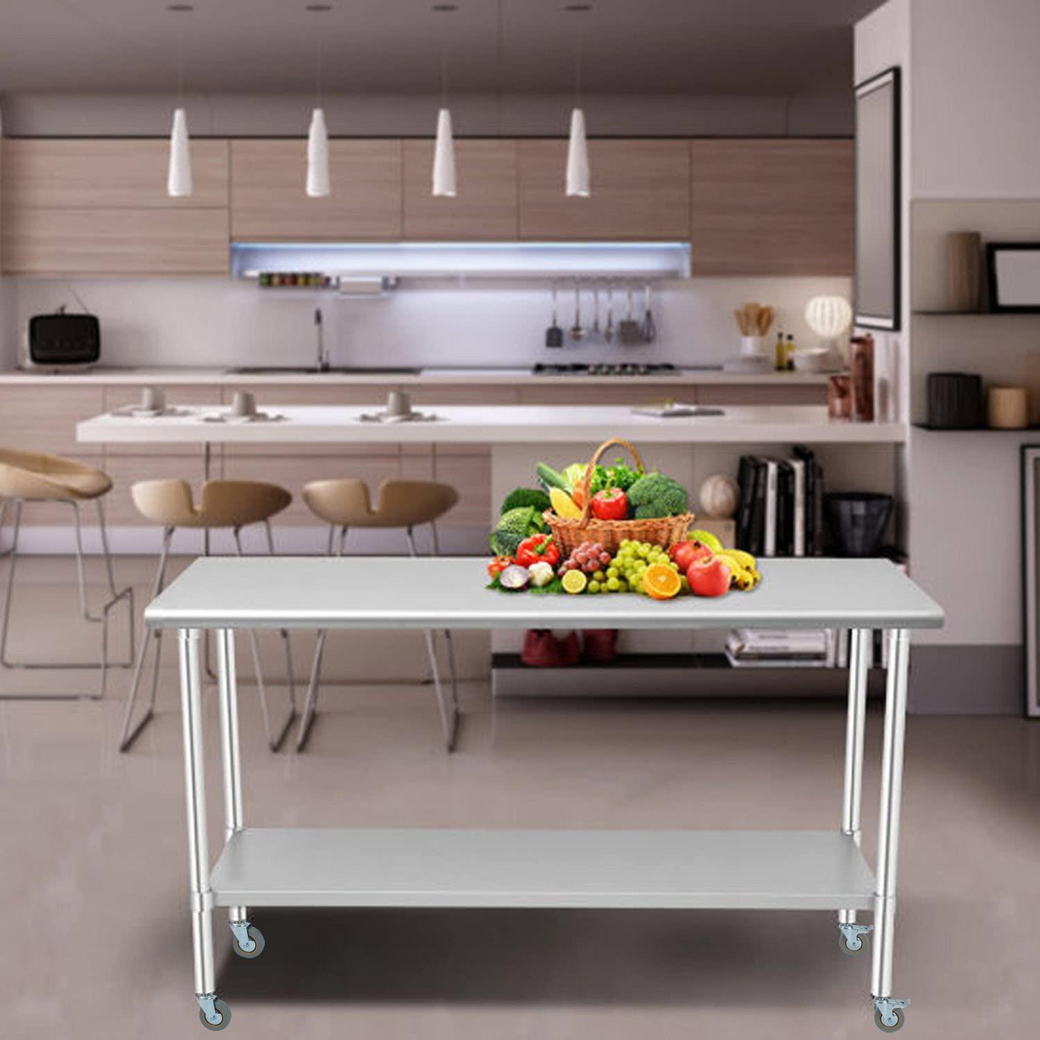 Amgood Stainless Steel Table With Wheels