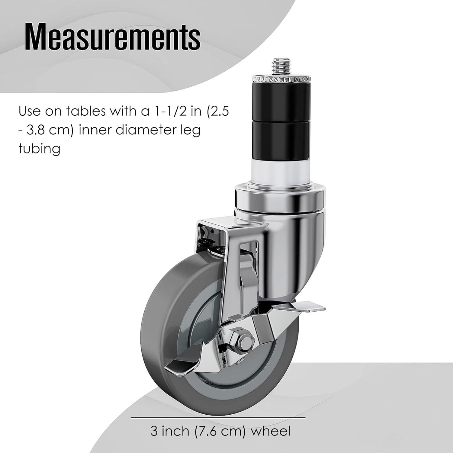 4-Inch Gray Polyurethane Swivel Caster Wheels with Locking Mechanism