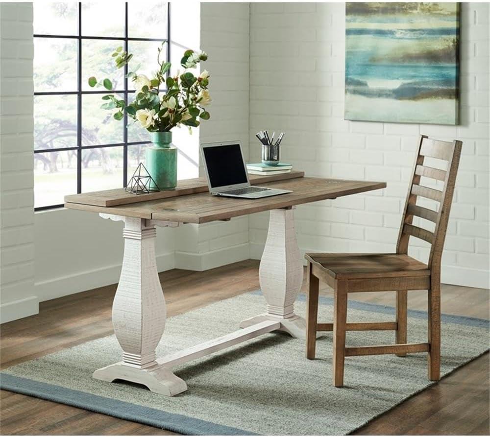 Martin Svensson Home Napa Solid Wood Flip Top Sofa Table White Stain and Natural