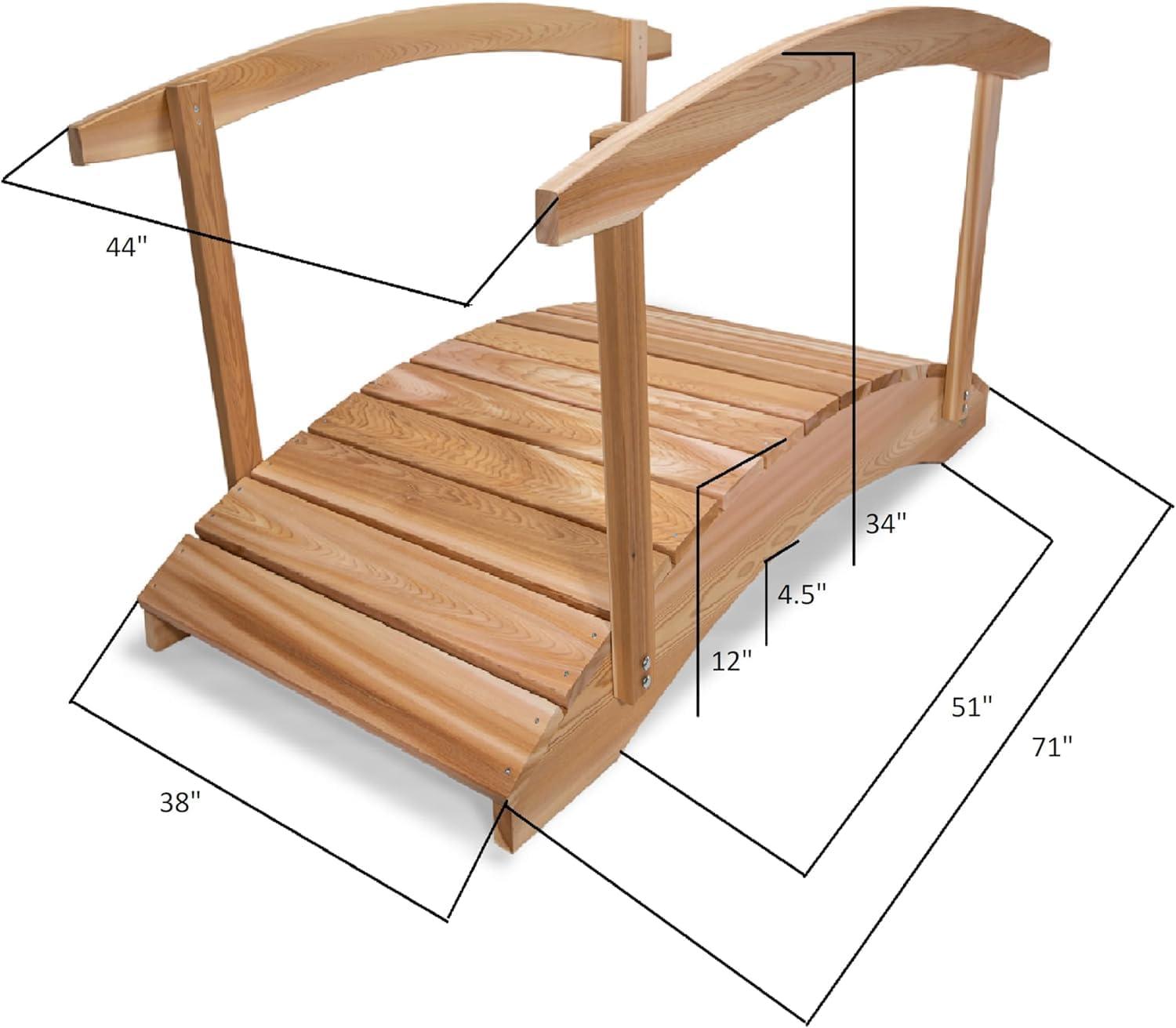 6-Foot Natural Cedar Garden Bridge with Side Rails