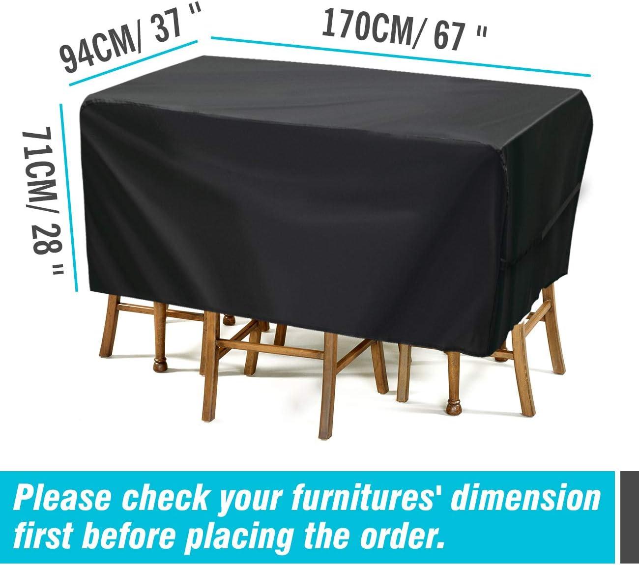 Velway Patio Furniture Cover Outdoor, Waterproof Rectangular Patio Table Chair Sofa Set Cover, 67”Lx37”Wx28”H, All Weather Oxford Tear-Resistant Material with Zipper Carrying Bag Windproof Buckles