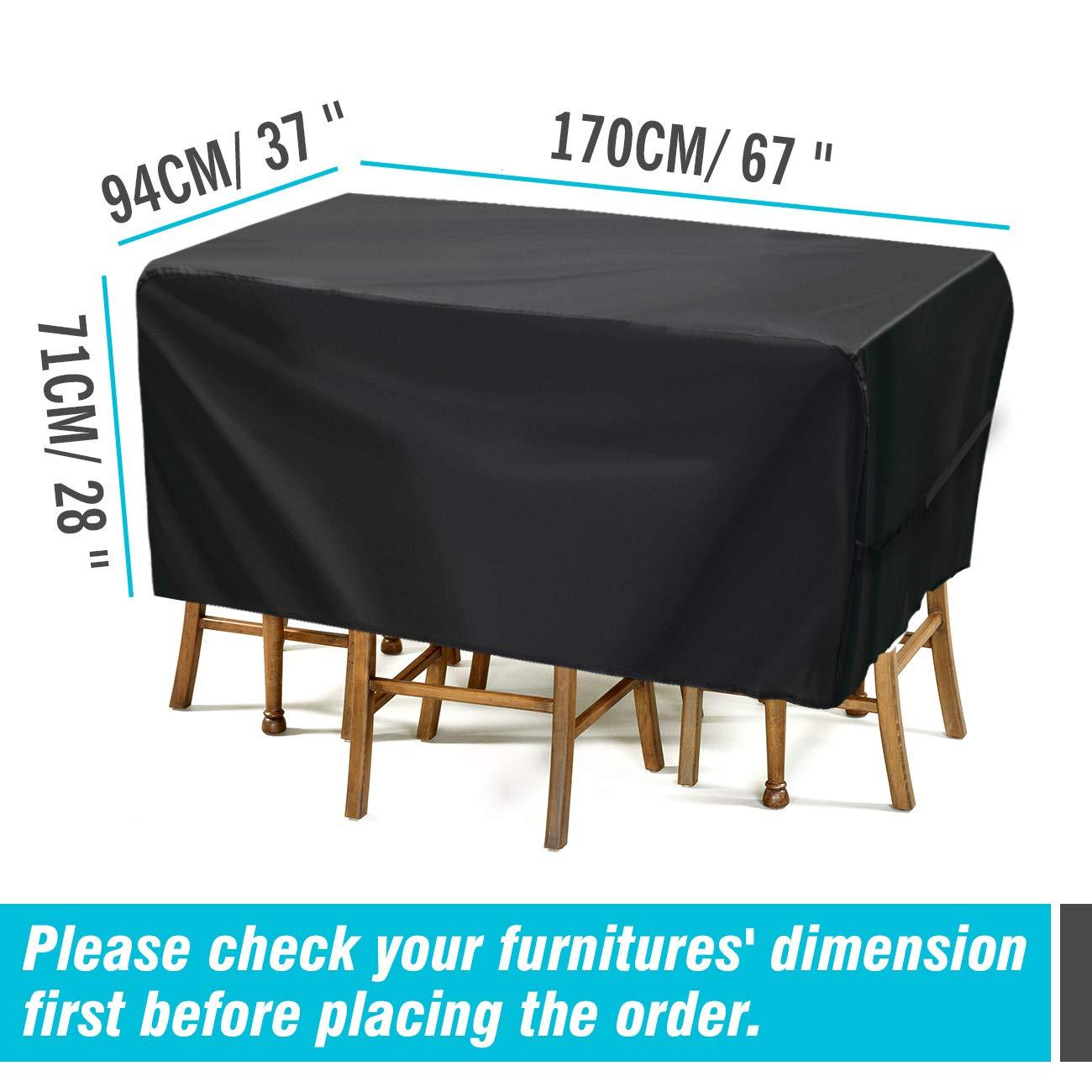 Velway Patio Furniture Cover Outdoor, Waterproof Rectangular Patio Table Chair Sofa Set Cover, 67”Lx37”Wx28”H, All Weather Oxford Tear-Resistant Material with Zipper Carrying Bag Windproof Buckles