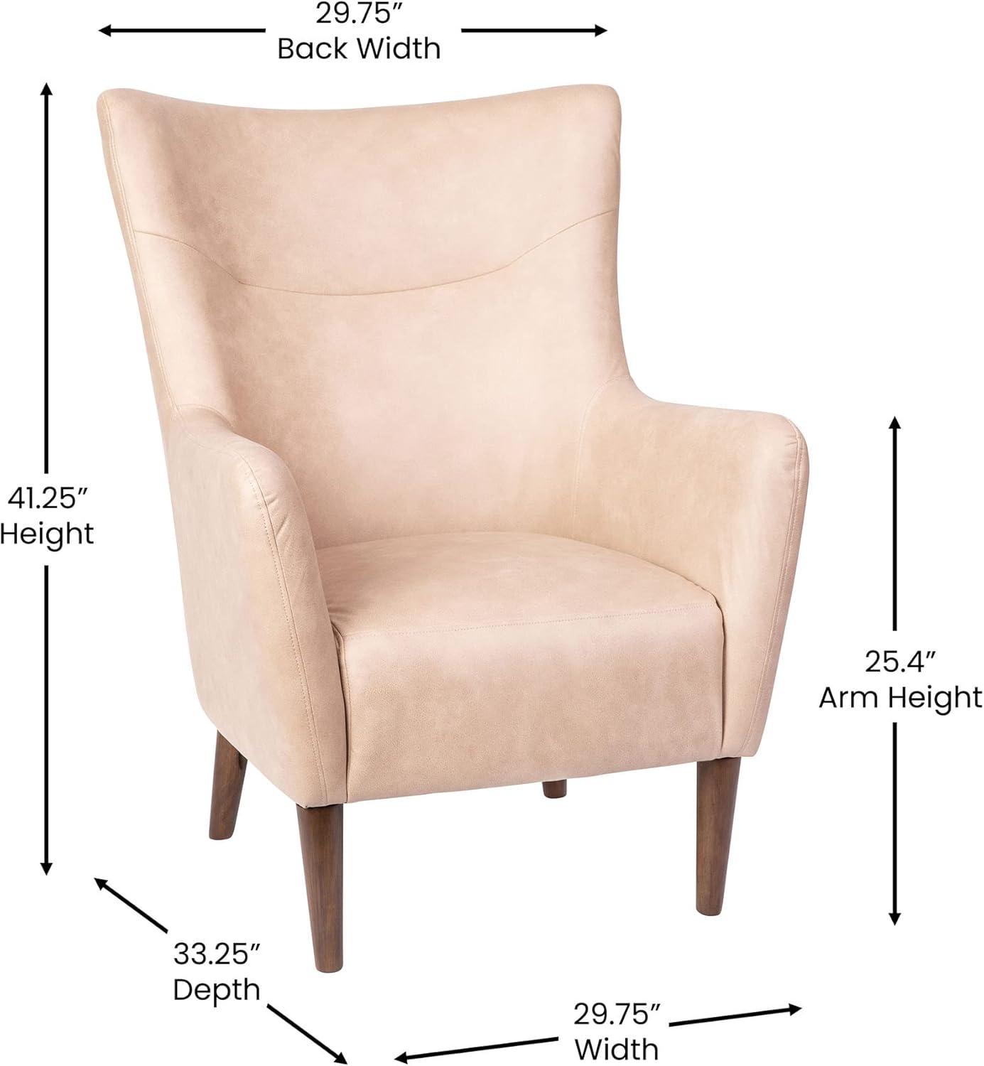 Flash Furniture Connor Traditional Wingback Accent Chair, Commercial Grade Faux Leather Upholstery and Wooden Frame and Legs