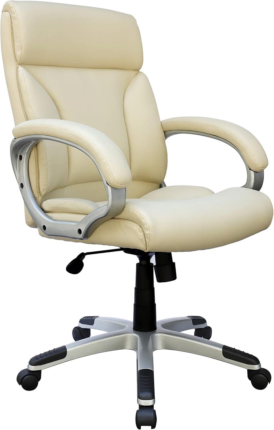 Modern Mid Back Executive Chair Ivory - Boss Office Products: Pneumatic, Swivel, Ergonomic Design