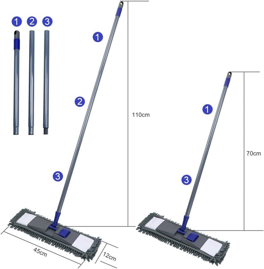 Gray Microfiber Flat Mop with Washable Pads for Hardwood Floors