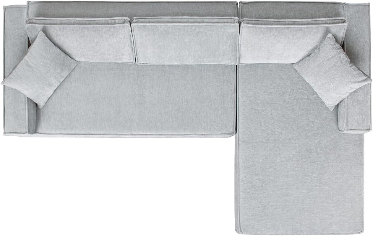 Jennifer Taylor Home Brenley 110.5" RAF Sofa-in-a-Box Sectional Sofa, Ash Gray Chenille