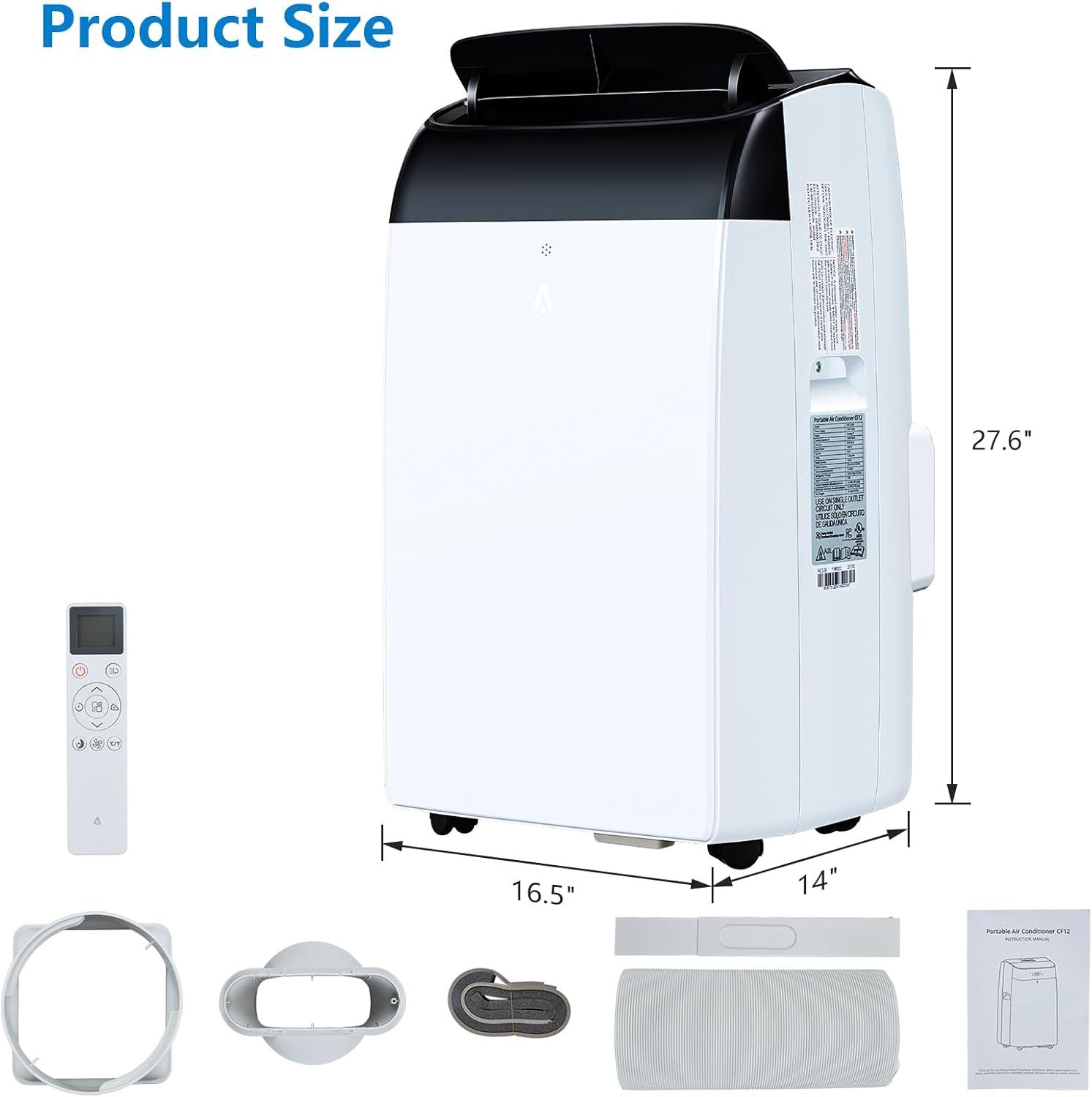 12000 BTU White Portable Air Conditioner with Remote Control