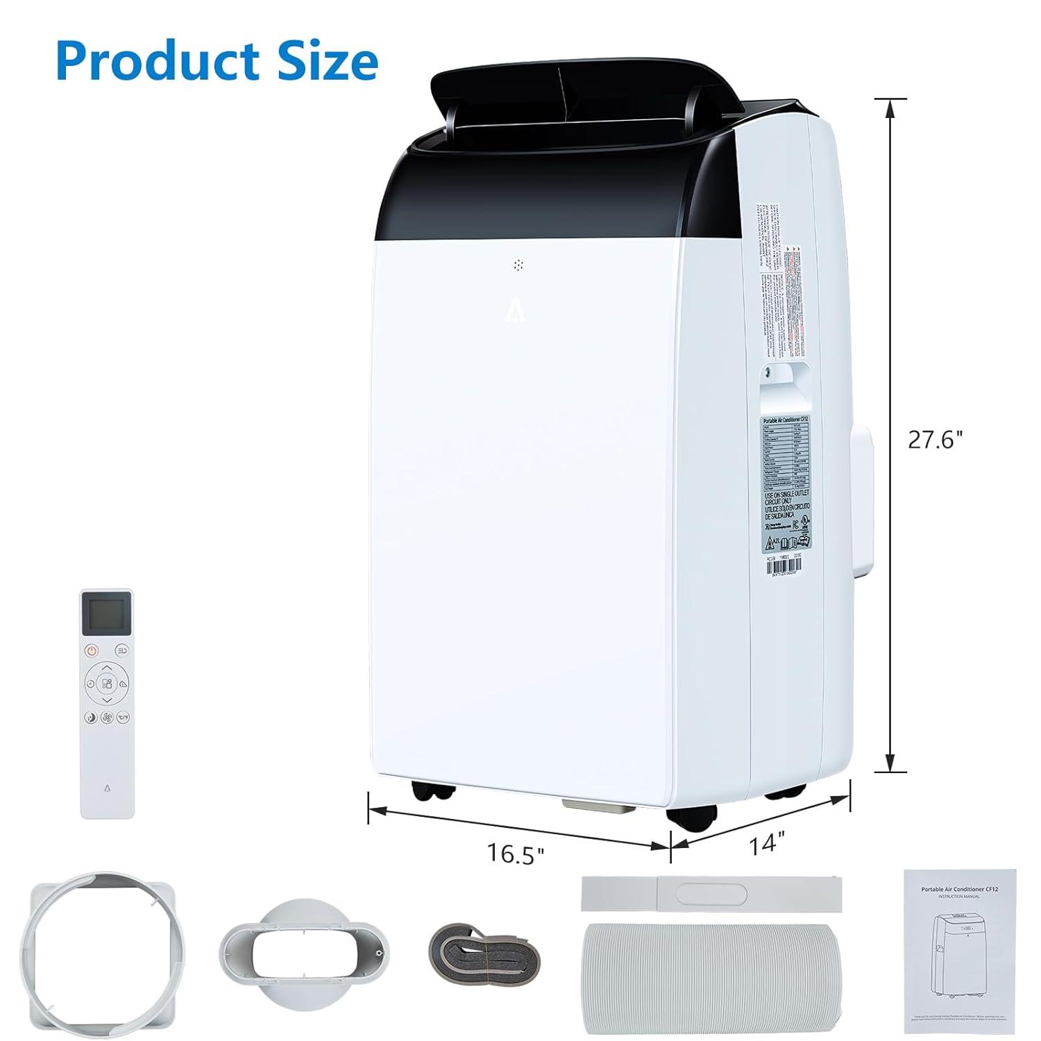 12000 BTU White Portable Air Conditioner with Remote Control
