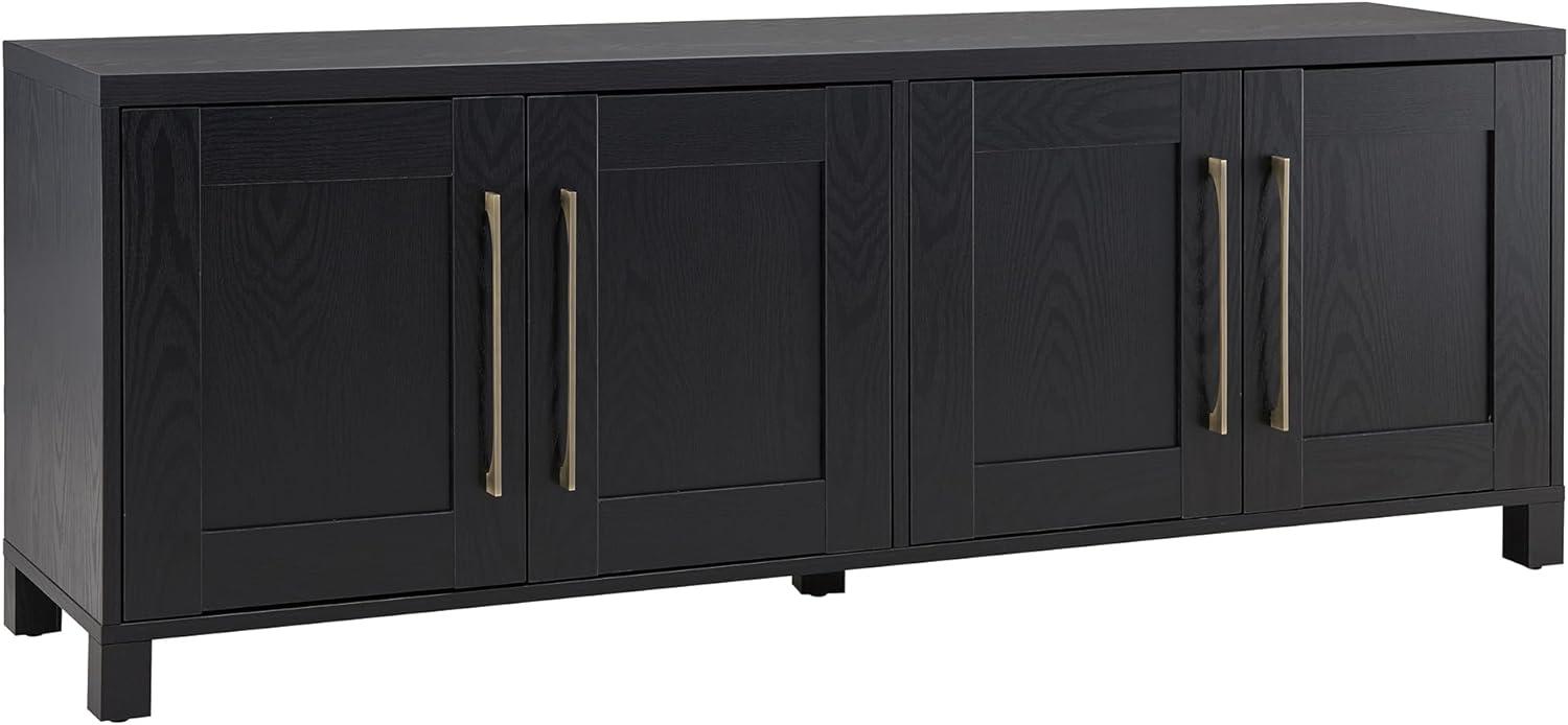 Transitional Black Grain 68'' TV Stand with Brass Hardware