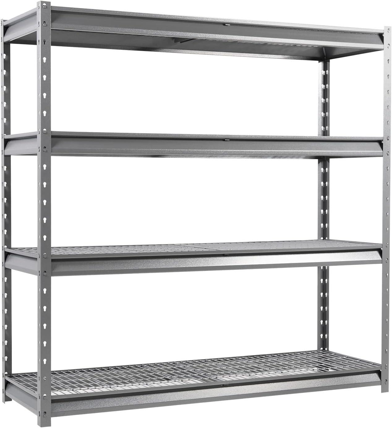 Shungtong Atlas 8000LBS Garage Storage Shelves, 72"W Heavy Duty Metal Industrial Shelves, 4 Tier Adjustable Storage Rack for Warehouse Shop Basement,72"W x 24"D x 72"H, Gray