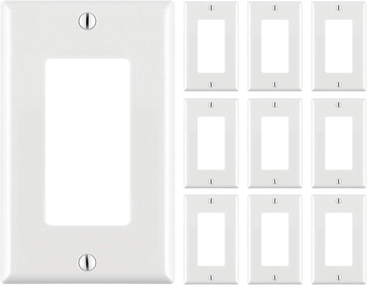 Cmple - [10 PACK] White Standard 1-Gang Blank Decora Wall Plate, Polycarbonate Thermoplastic Panel GFCI Electrical Wall Plate Single-Gang Cover