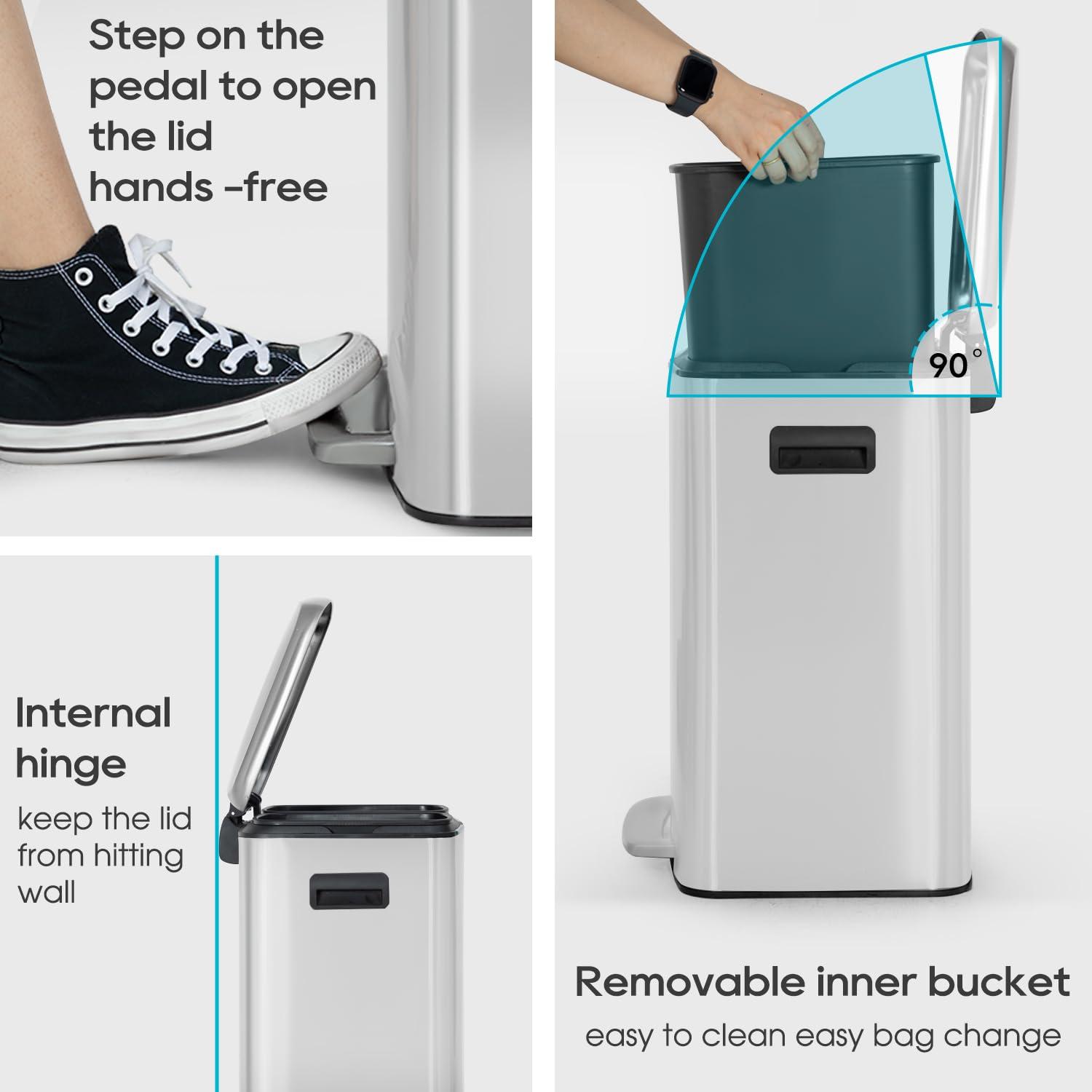 FDW Steel Step On Trash Can - 13 Gallons