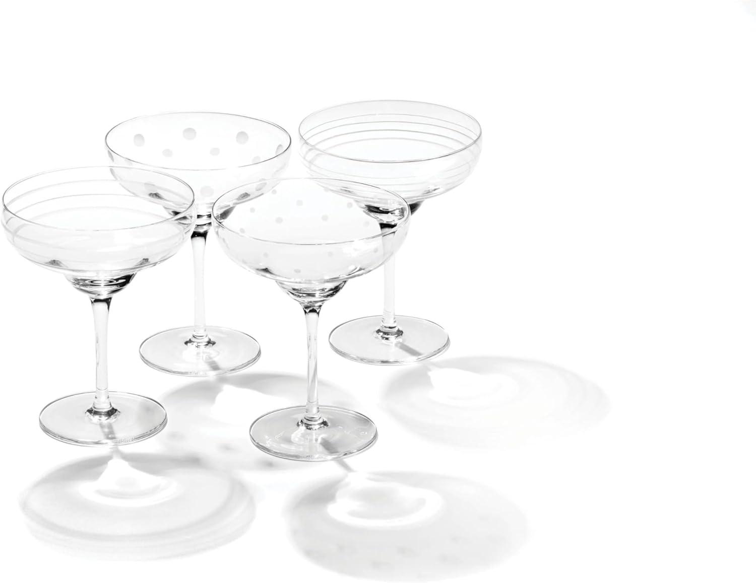 Oneida 4pc 10oz Mingle Etched Margarita Cocktail Glass Set