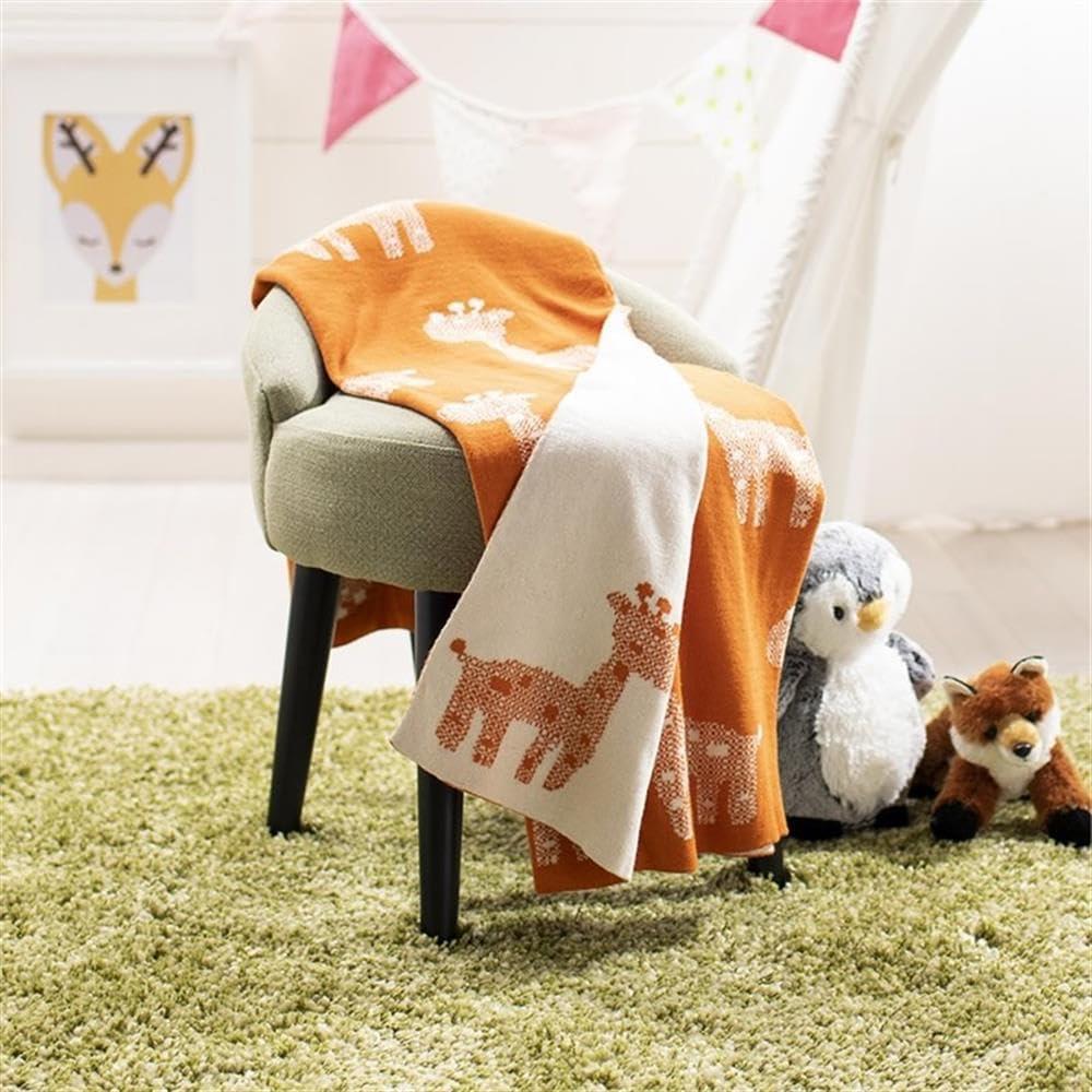 SAFAVIEH Titan The Giraffe 32" x 40" Baby Throw, Orange/Natural