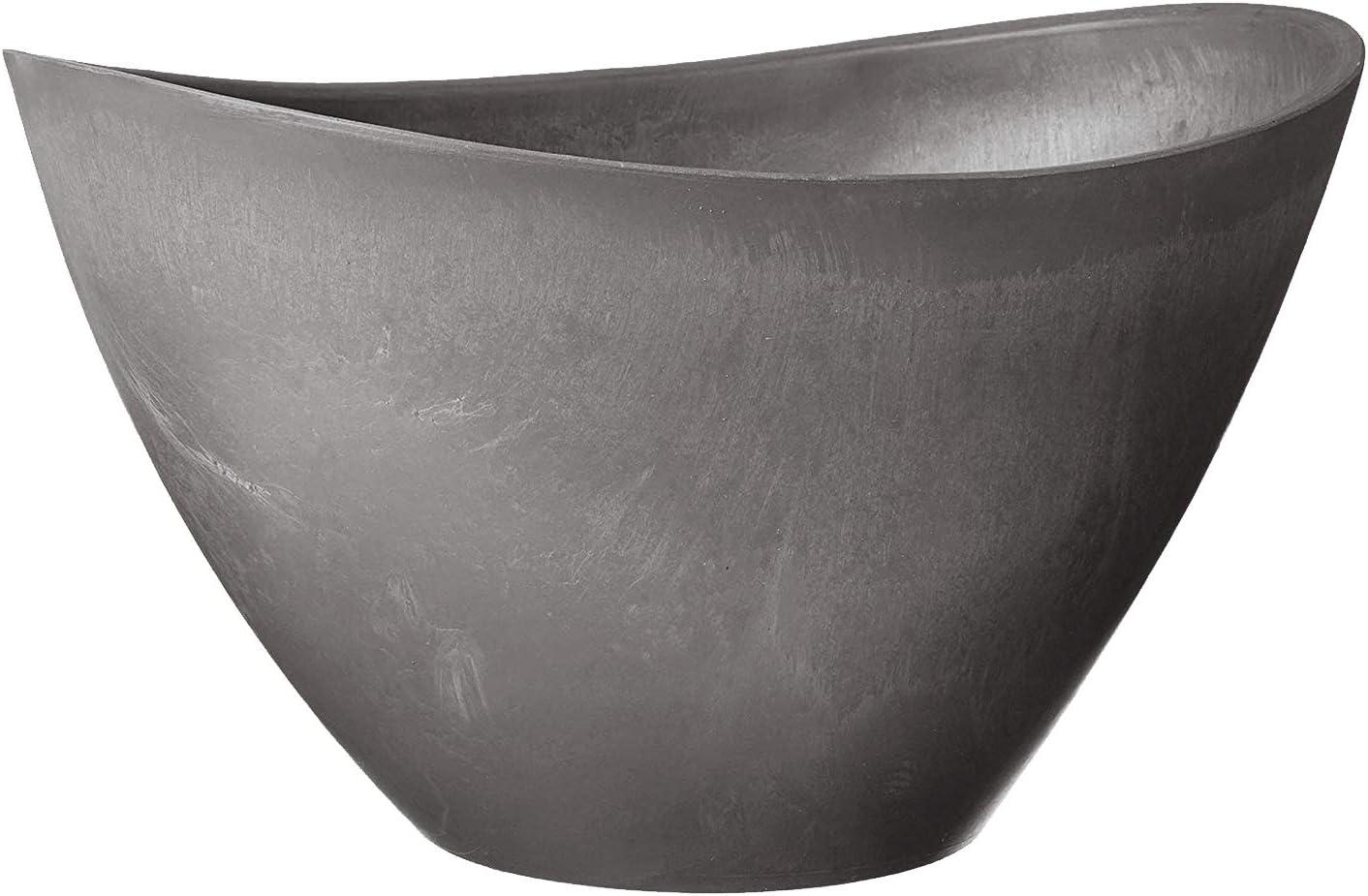 Gray Composite Oval Indoor/Outdoor Planter Pot