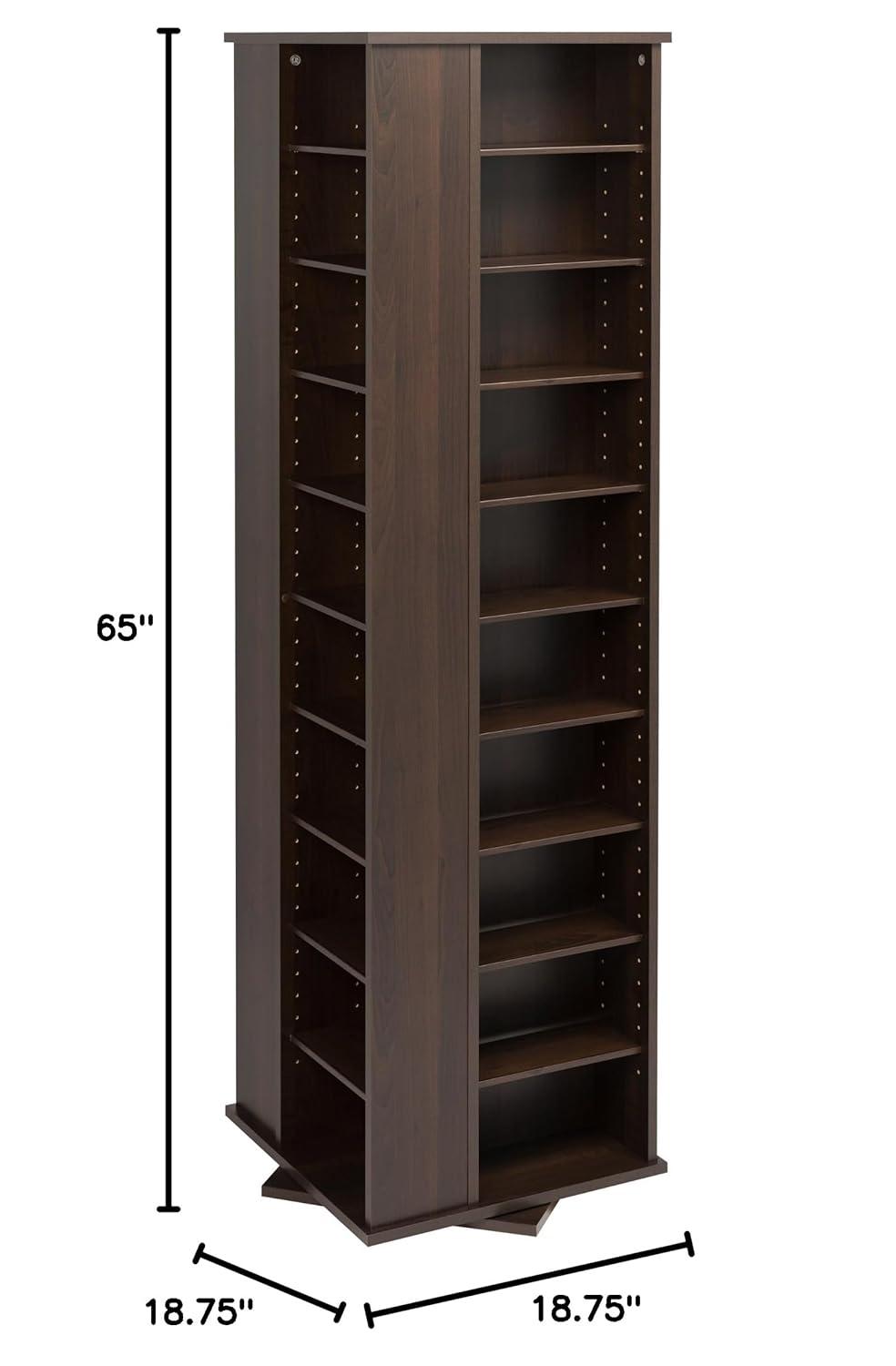 4 Sided Spinning Media Storage Black - Prepac: Holds 1040 CDs, 476 DVDs, Adjustable Shelves