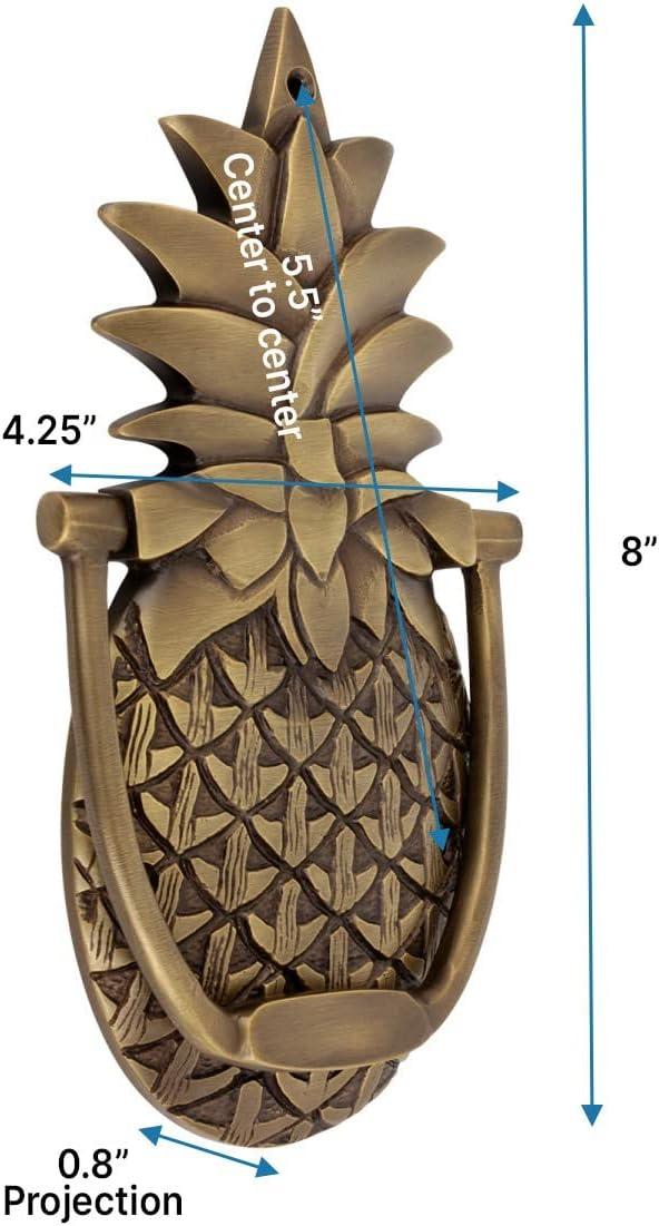 Renovators Supply Manufacturing Door Knockers for Front Door 8 in. Antique Brass Pineapple Shaped Door Knocker with Mounting Hardware