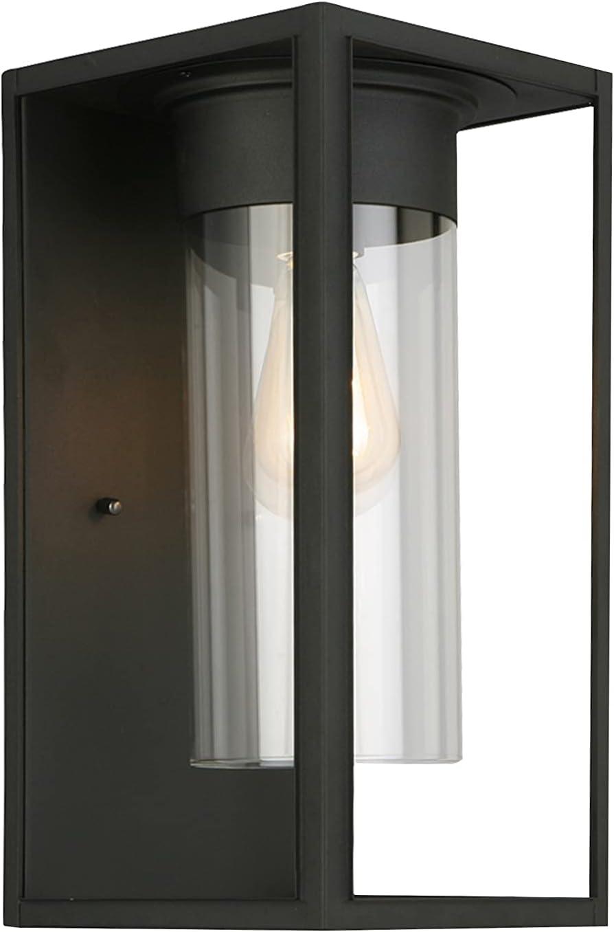 1-Light Outdoor Wall Sconce Modern Dimmable LED Waterproof Indoor/Outdoor Wall Lantern with Clear Glass, Black,Matte Black