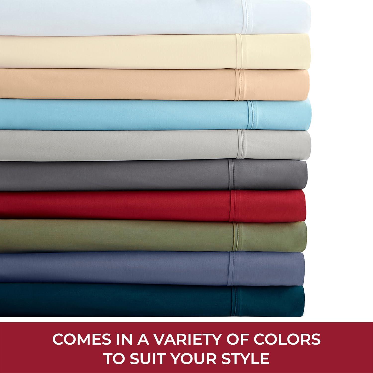 Mellanni 400 Thread Count Cotton Sateen Bedding Set - 4 Piece White Bed Sheets Set - Fits Mattresses up to 16" Deep - Cooling Sheet for Hot Sleepers (Full, Ivory)