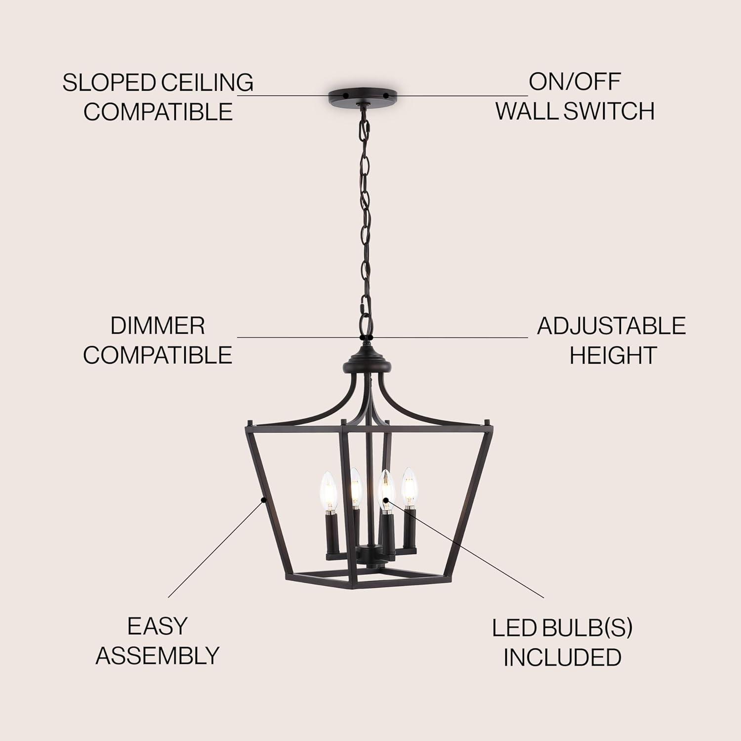 Camden 13" 4-Light Iron Classic Midcentury Pendant Lantern, Oil Rubbed Bronze