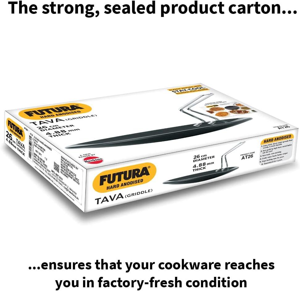 Hawkins Futura Hard Anodized Concave Tava Griddle with Steel Handle: Gas Compatible, Aluminum Surface, Hand Wash