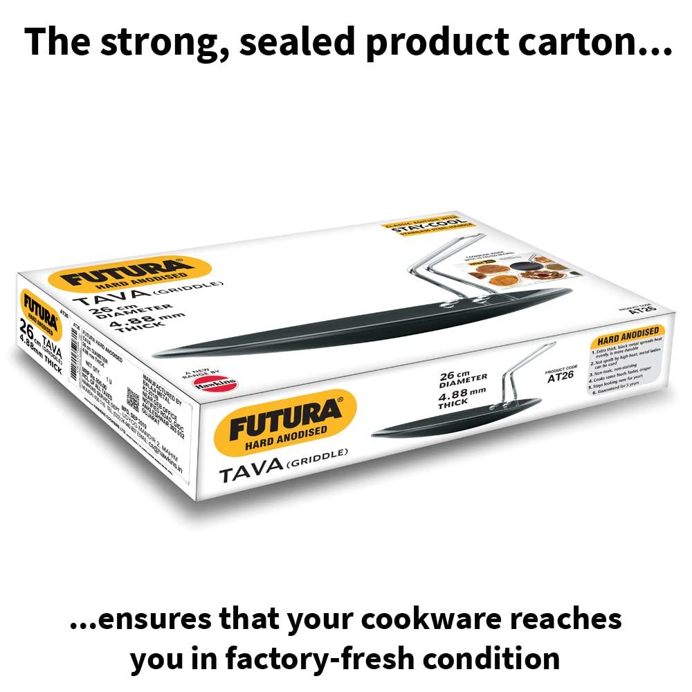 Hawkins Futura Hard Anodized Concave Tava Griddle with Steel Handle: Gas Compatible, Aluminum Surface, Hand Wash