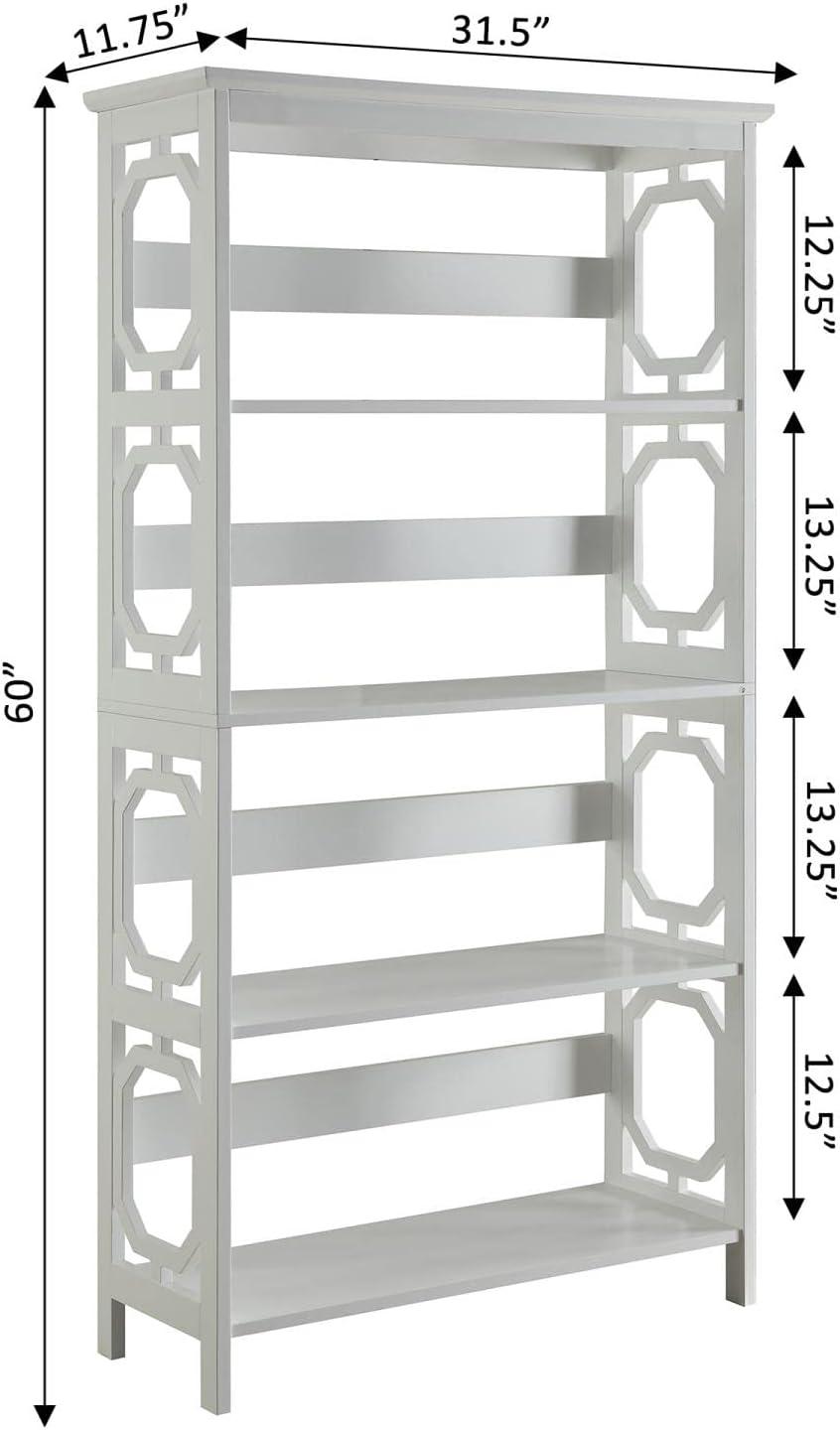 Convenience Concepts Omega Four-Shelf Bookcase in White Wood Finish