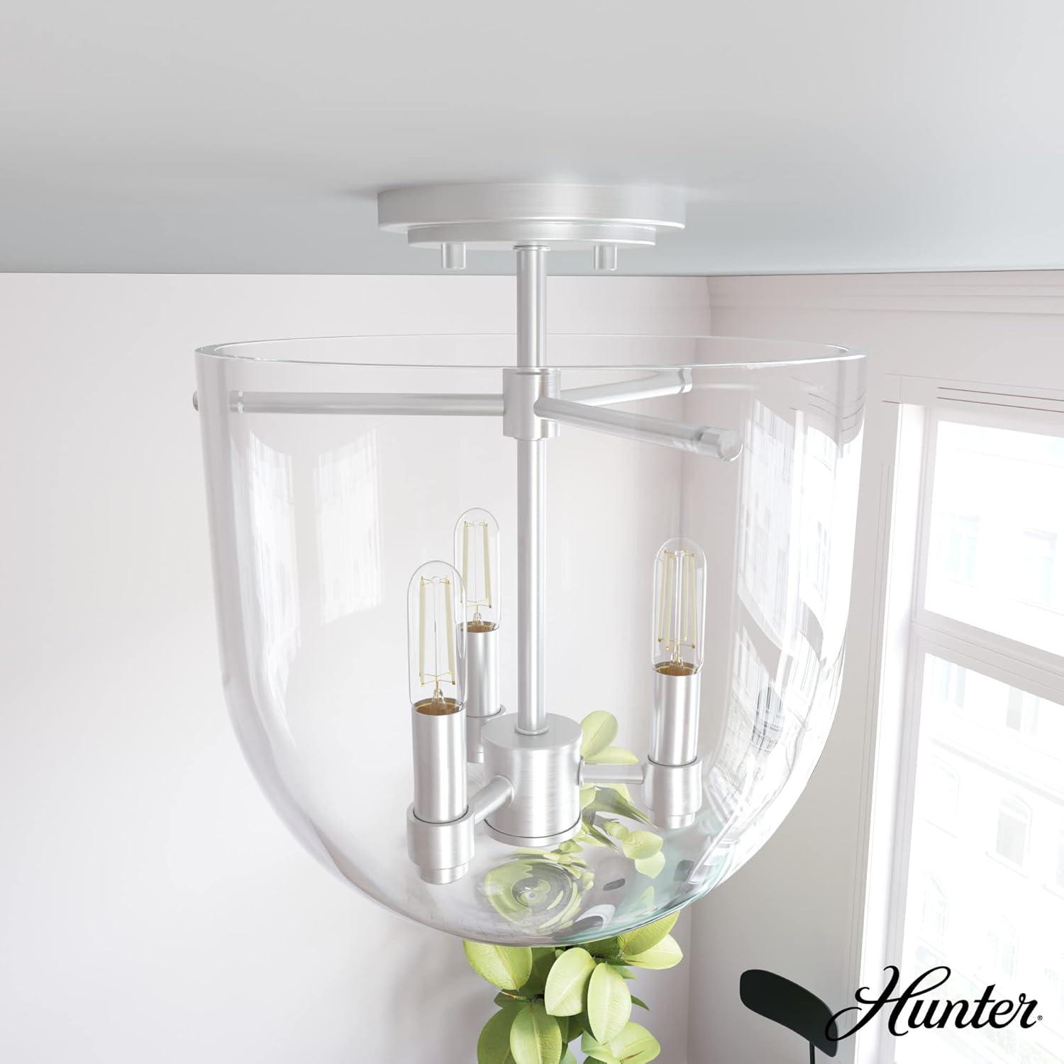 Hunter Fan Hunter Sacha Natural Iron 3 Light Flush Mount Ceiling Light Fixture