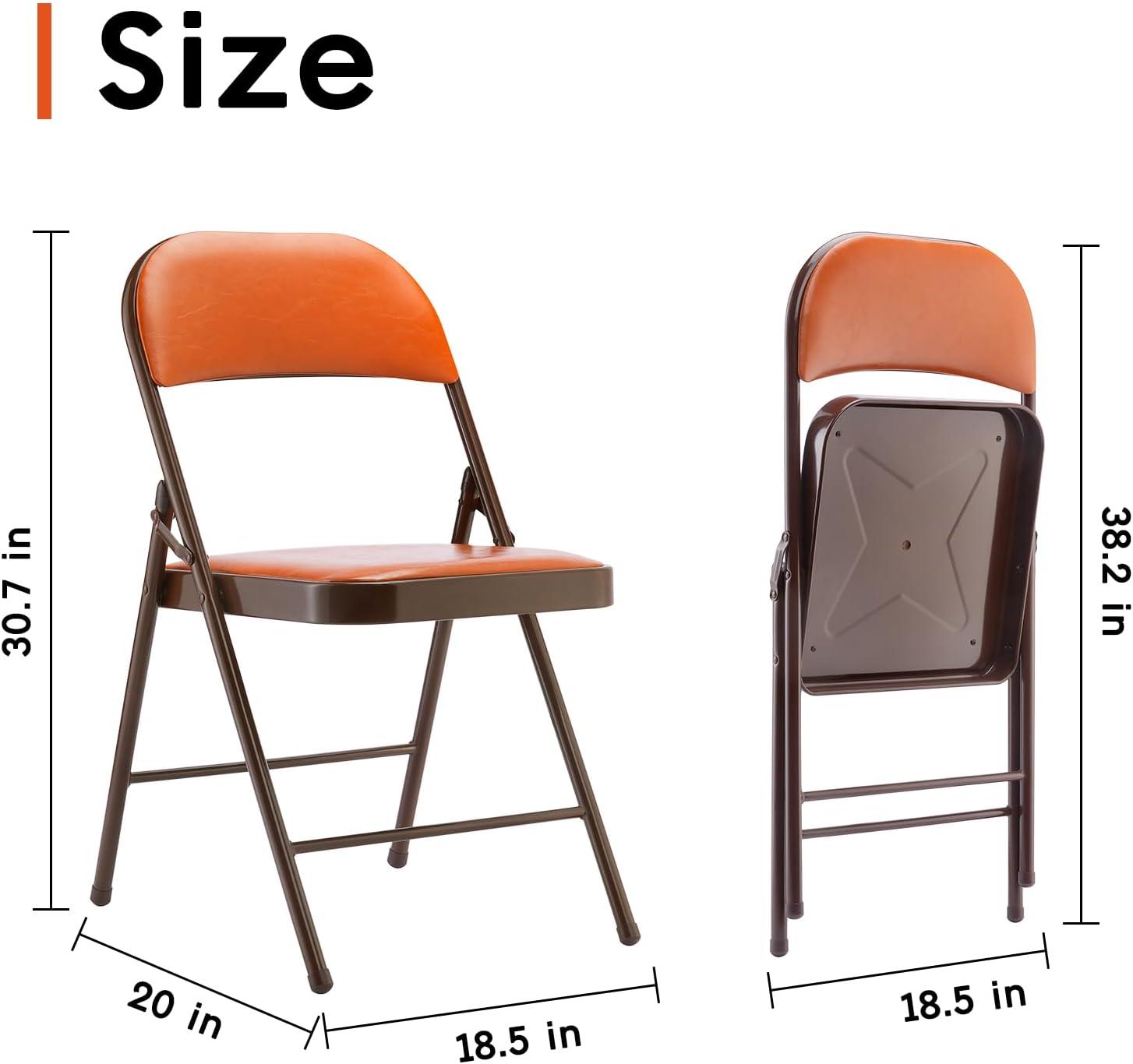 SKOK 4 Pack Padded Folding Chairs with Upholstered Cushion & Back, Padded Seats for Indoor & Outdoor, Portable Stackable Commercial Foldable Chairs with Metal Frame for Events, Wedding Party