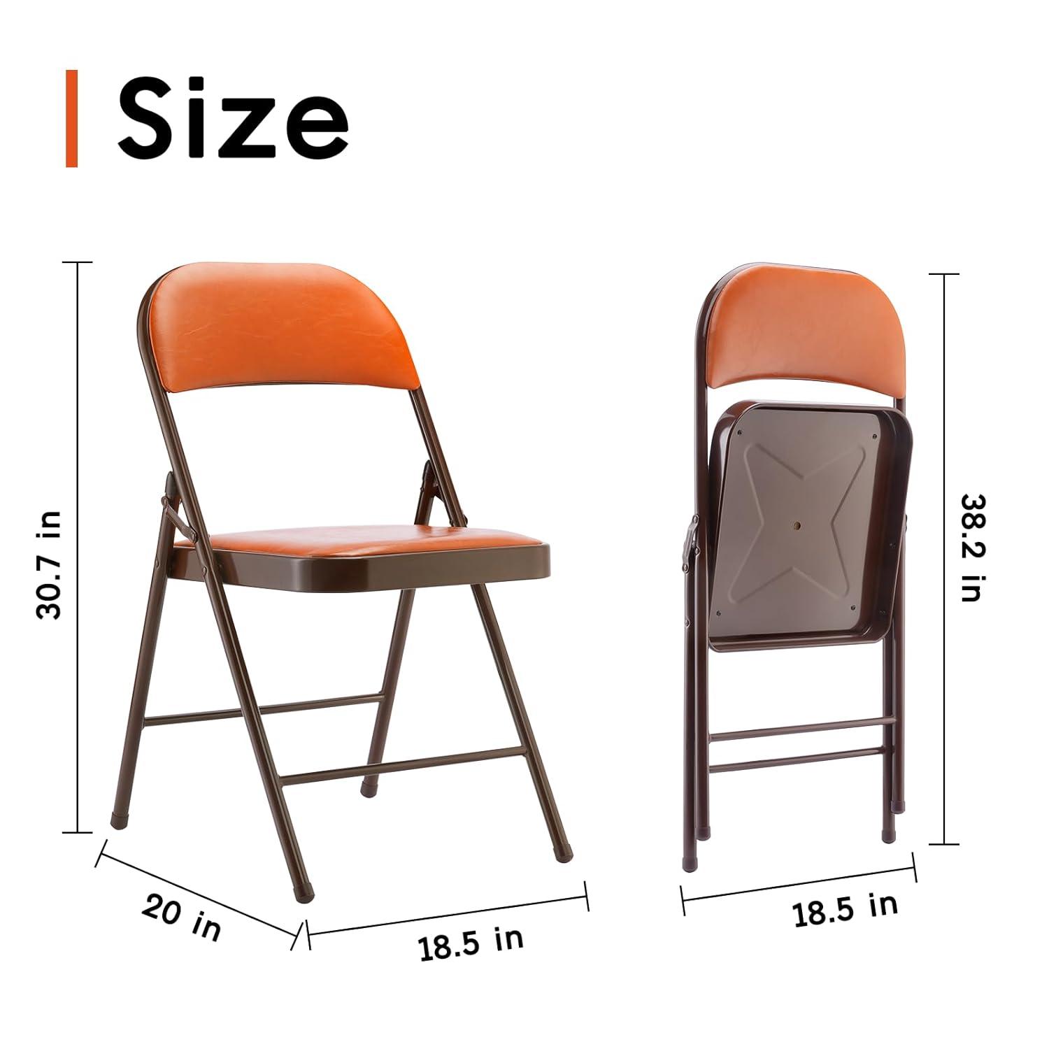 SKOK 4 Pack Padded Folding Chairs with Upholstered Cushion & Back, Padded Seats for Indoor & Outdoor, Portable Stackable Commercial Foldable Chairs with Metal Frame for Events, Wedding Party