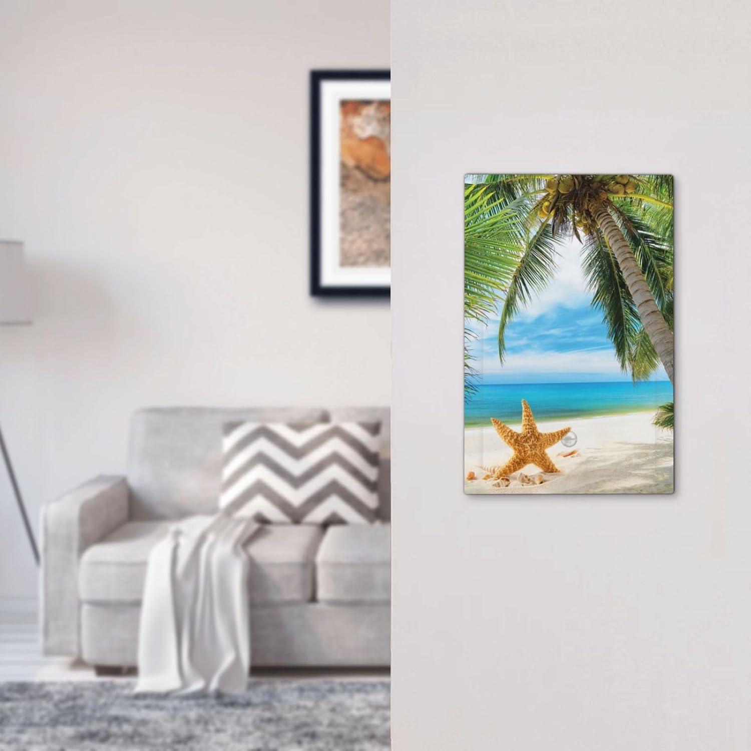 Sunyuer Sea Starfish Beach Decorative Wall Plate, 1 Gang Single Blank Outlet Cover Decorative Switch Plate for Kitchen Bathroom Bedroom, 4.5x2.76 Inch