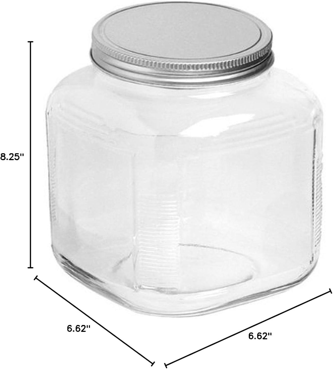 1-Gallon Cracker Jar with Lid, Brushed Aluminum, Set of 4