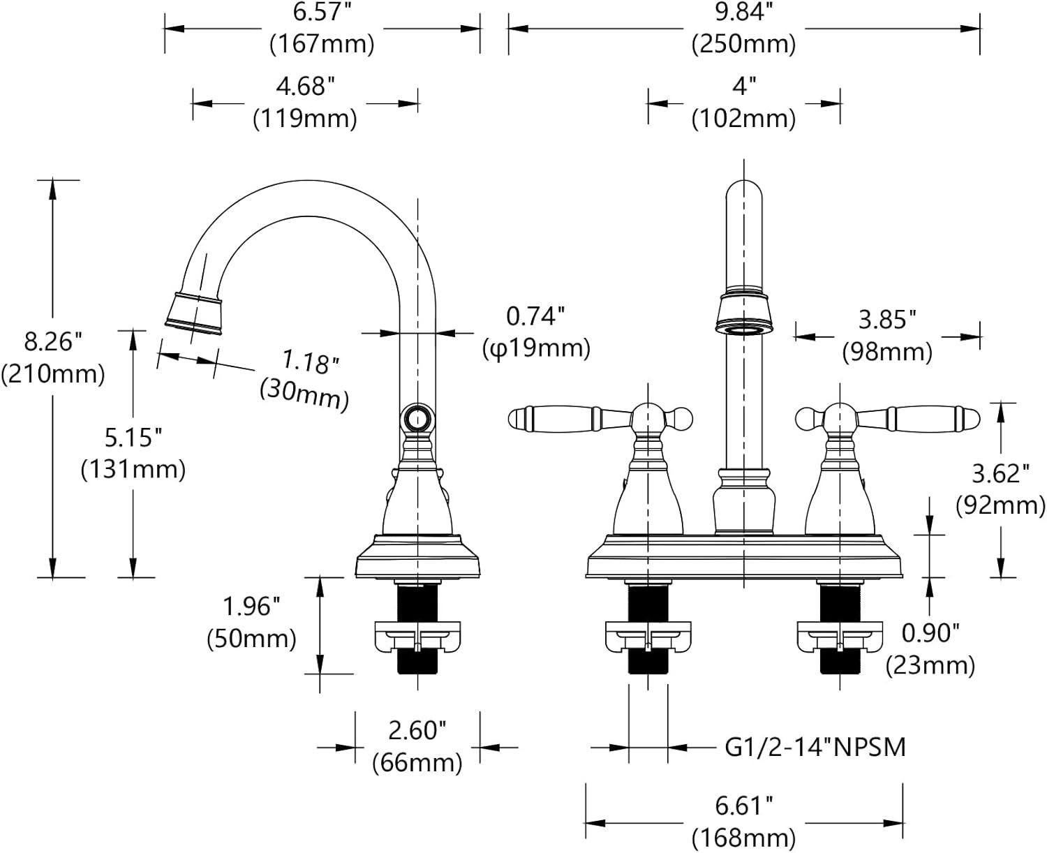 Oil Rubbed Bronze Double Handle Mid Arc Bathroom Faucet