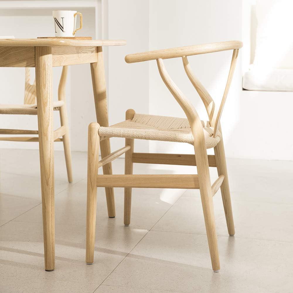 Tomile Dining Chair, Mid-Century Wishbone Chair for Living Room, Solid Wood Y Chair Armchair for Home  (Ash Wood - Natural)