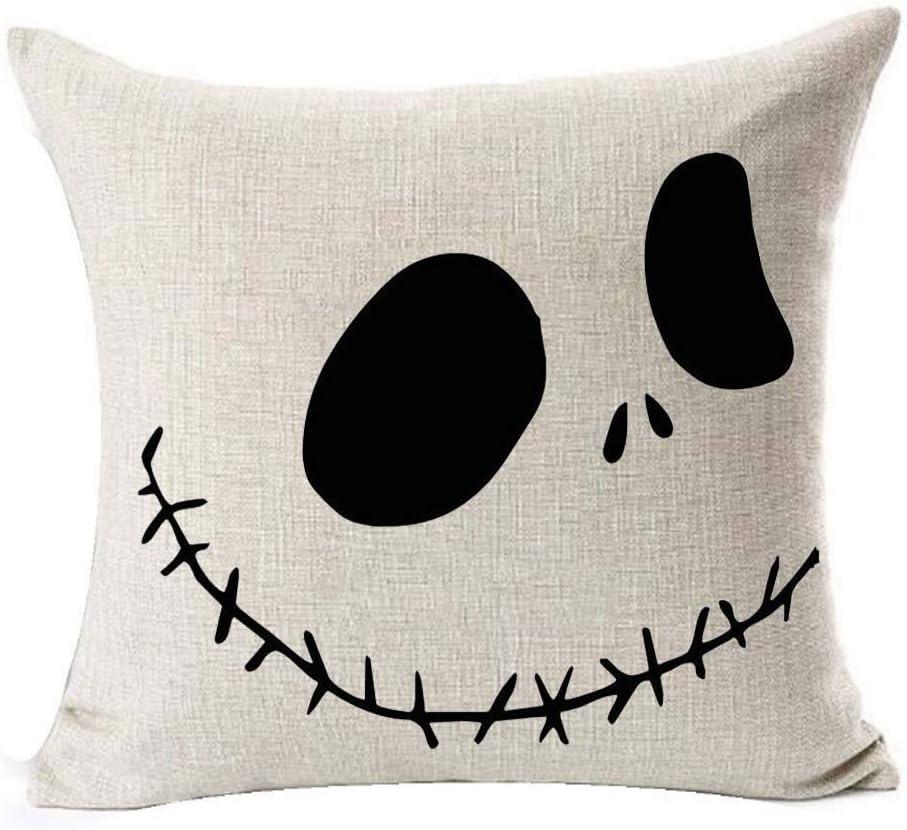 Halloween Cotton Linen Jack Skellington Throw Pillow Cover