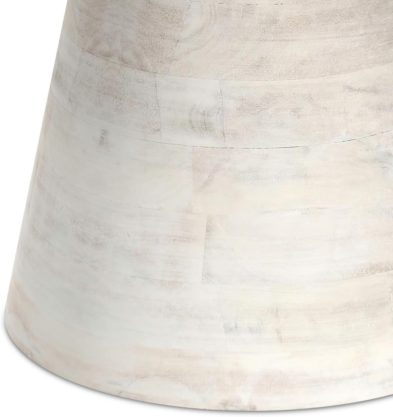 Simpli Home Robbie 16"W Solid Mango Wood Round Accent Table with Sculptural Design