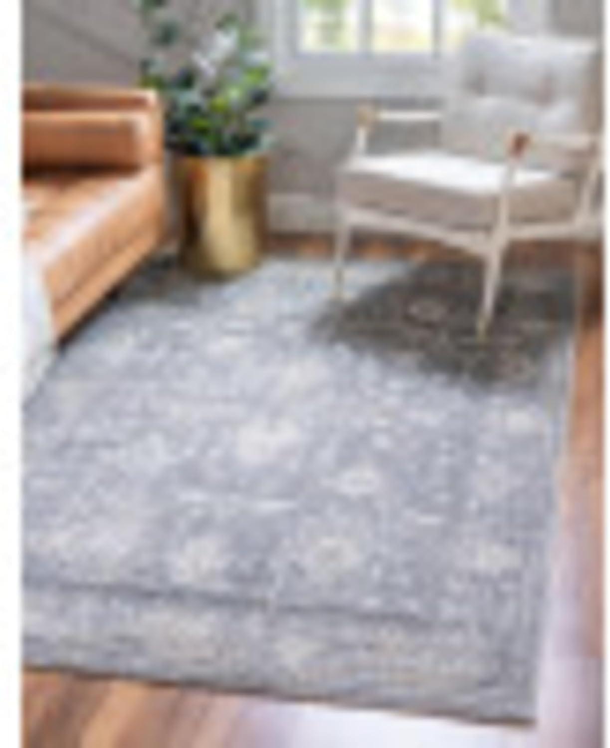 Unique Loom Portland Collection Bohemian Vintage Inspired Tone-on-Tone Design Area Rug (8' 0 x 10' 0 Rectangular, Gray/ Ivory)