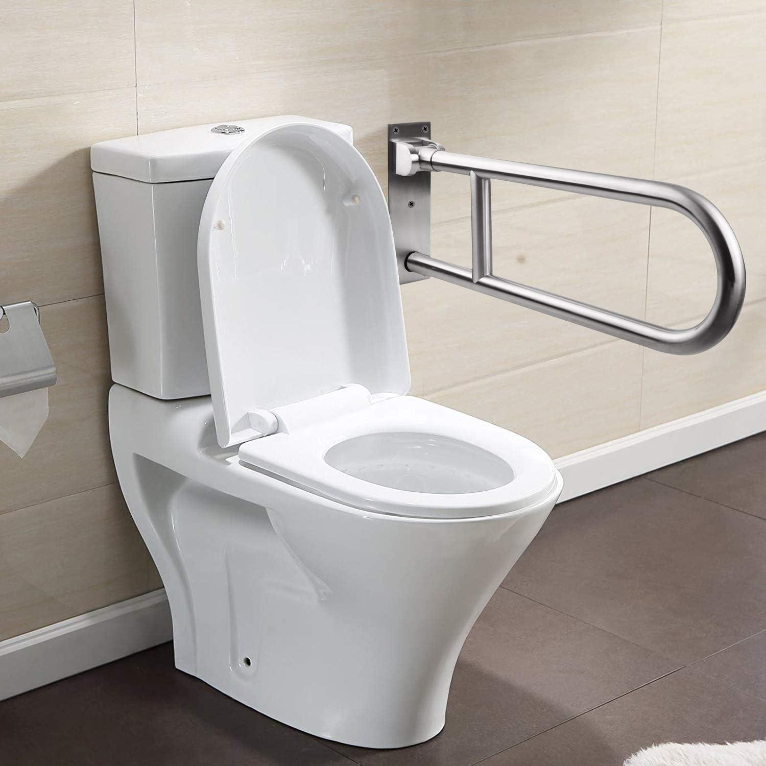 23.6'' Stainless Steel Flip-Up Toilet Safety Grab Bar