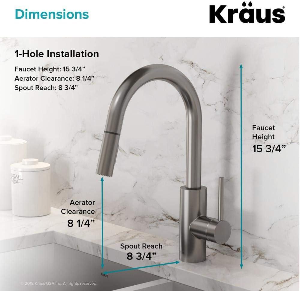 KRAUS Oletto Single Handle Pull Down Kitchen Faucet with QuickDock Top Mount Installation Assembly