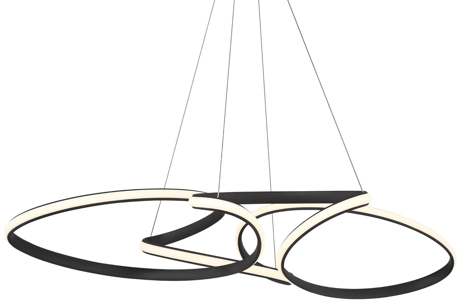 Possini Euro Design Helix Sand Black Multi-Ring Ceiling Pendant Light 39 1/2" Wide Ultra Modern Minimalist Spiral Dimmable LED Strip Steel Dining Room