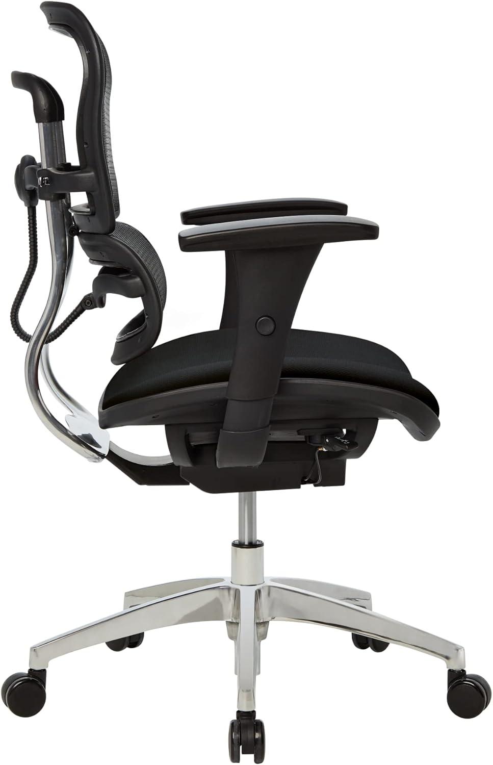 Black Mesh and Fabric Mid-Back Swivel Executive Chair