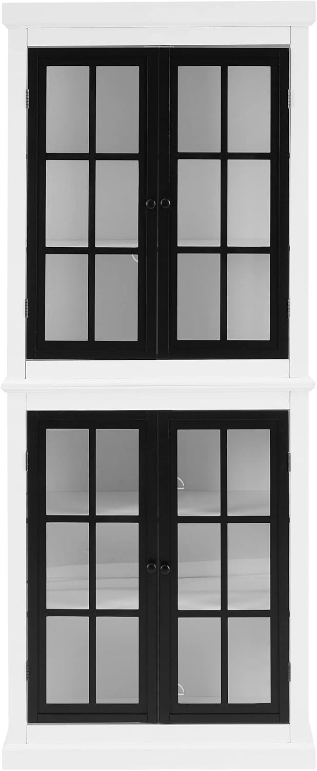 Cecily Tall Storage Pantry White/Matte Black - Crosley: French Country Style, 2 Adjustable Shelves