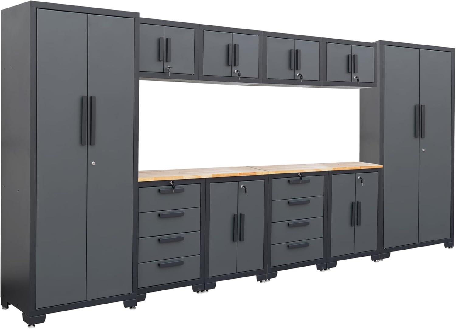 WFX Utility™ WFX Utility™ 6pcs Garage Cabinets And Storage System Set With Pegboard & Rubber Wood Worktop