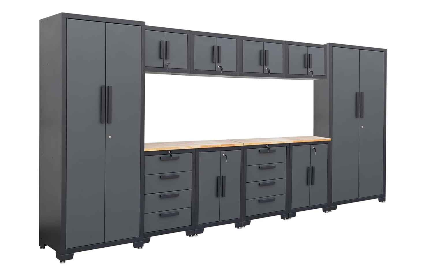 WFX Utility™ WFX Utility™ 6pcs Garage Cabinets And Storage System Set With Pegboard & Rubber Wood Worktop