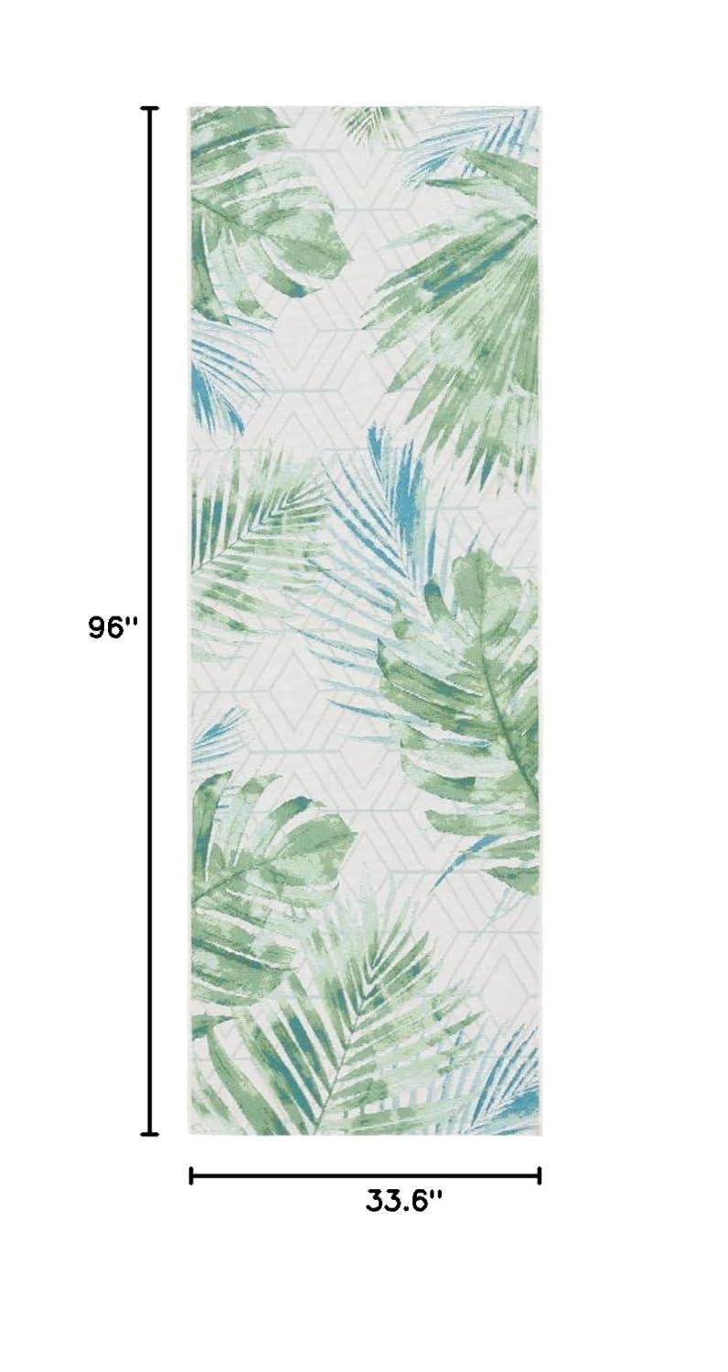 Barbados BAR590 Power Loomed Indoor and Outdoor Runner Rug - Green/Teal - 2'8"x8' - Safavieh.